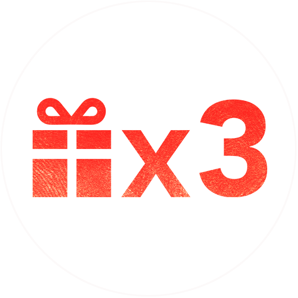 A graphic of a gift with ‘x3’ next to it.